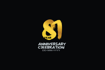 81th, 81 years, 81 year anniversary celebration abstract style logotype. anniversary with gold color isolated on black background, vector design for celebration vector