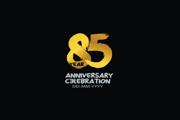 85th, 85 years, 85 year anniversary celebration abstract style logotype. anniversary with gold color isolated on black background, vector design for celebration vector