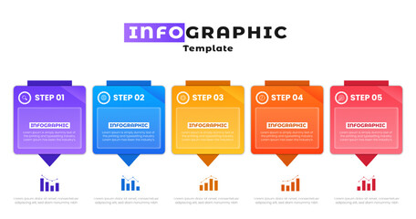 gradient vector infographic template with 5 steps