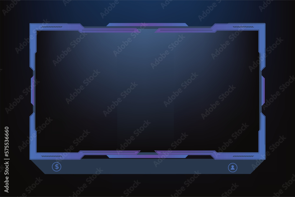 Poster online user interface design with dark blue color. simple gaming screen panel and overlay design wit