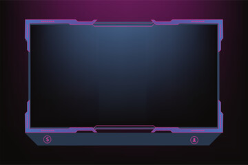 Live broadcast or streaming overlay panels with an offline screen vector. Streaming screen panel decoration with yellow and purple colors. Live icon elements decoration vector for gamers.