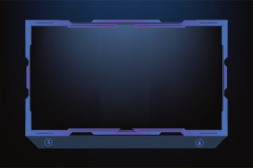 Online user interface design with dark blue color. Simple gaming screen panel and overlay design with offline screen vector. Live streaming overlay and the broadcast border with abstract shapes.