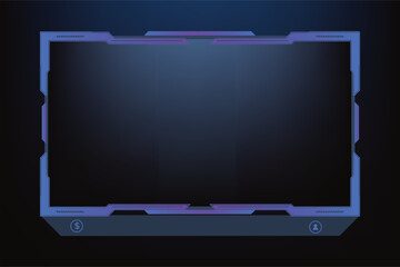 Online user interface design with dark blue color. Simple gaming screen panel and overlay design with offline screen vector. Live streaming overlay and the broadcast border with abstract shapes.