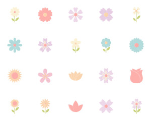Fototapeta na wymiar set of flower icons, spring, natural, floral
