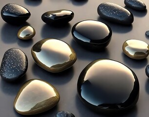 Best Small Smooth Waterworn Black Pebbles or Stones for Use Décor and Garden Landscaping Background Ai