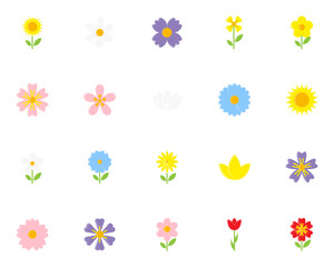 set of flower icons, spring, natural, floral