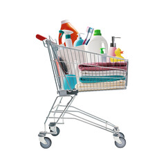 Shopping cart full of household products and accessories