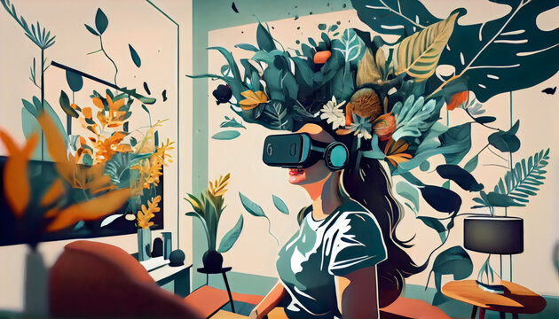 the imagination of a girl in VR
