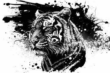 Art of the angry tiger on a white background