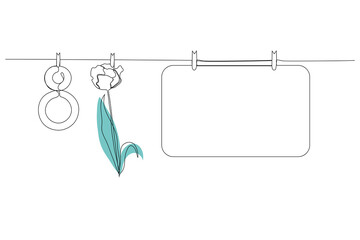 Congratulatory banner from March 8 in one line. Modern design greeting card, 8 march, continuous line drawing,for invitation card, brochure, poster, postcard. Vector.