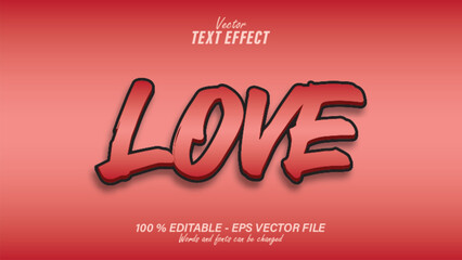 Red love text effect template editable eps file