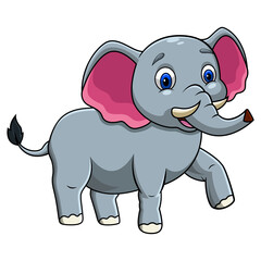 A cute elephant cartoon walking 