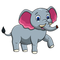 A cute elephant cartoon walking 