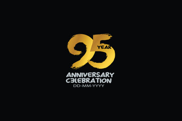 Obraz premium 95th, 95 years, 95 year anniversary celebration abstract style logotype. anniversary with gold color isolated on black background, vector design for celebration vector