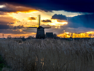 windmill and sunset