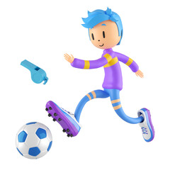 3d boy cartoon character in action. 3d illustrator. sport activity. exercise fitness pose. workout training lifestyle. man player. technology VR connection. gym outdoor. cyberspace object concept.