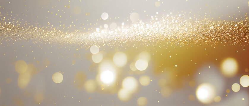 White and gold abstract glitter lights style luxury background. Banner template with modern design