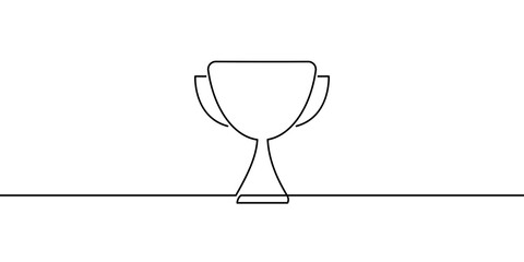 Continuous line drawing of Trophy award icon isolate on transparent background.
