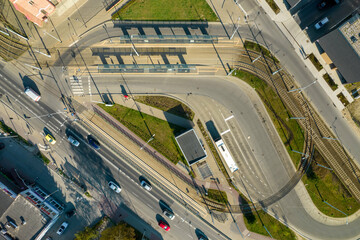 tram loop in gdansk shown by drone from the air