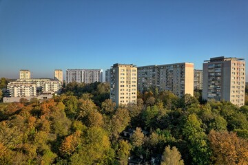 several apartment blocks of the old housing estate from the times of PRL in Gdansk, Poland