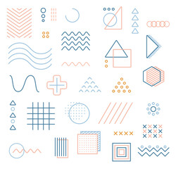 Memphis design elements. Vintage geometric print illustration element. Set of geometric shapes