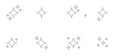 Black stars icon set. Star icon collection. Different star shapes. Sparkle Star Line Icon Set