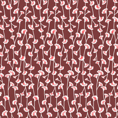 Japanese Fan Flower Vine Vector Seamless Pattern