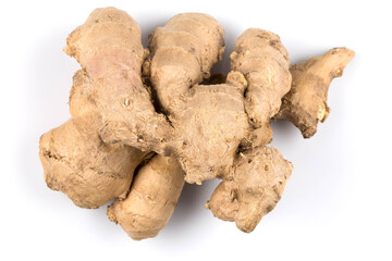 fresh ginger on white background
