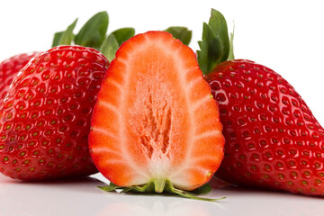 Red ripe strawberry fruits