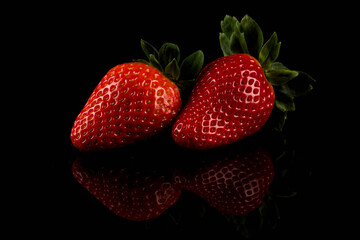 Red ripe strawberry fruits