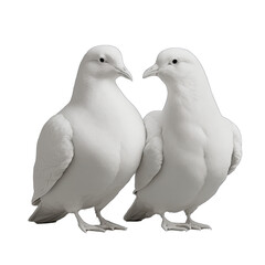 Fototapeta premium White dove isolated on transparent background. White pigeon transparent realistic isolated vector illustration. Two doves