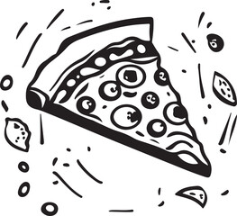 Delicious Pizza Slice Icon Isolated on White Background - Vector Illustration