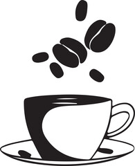 Minimalist Black and White Cup of Tea or Coffee with Steam Vector Illustration