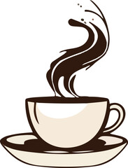 Steaming Cup of Coffee on White Background - Vector Illustration