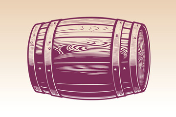 Hand drawn wine, beer, whisky, rum, bourbon barrel illustration. Vintage engraving style woodcut vector illustration Eps 10.
