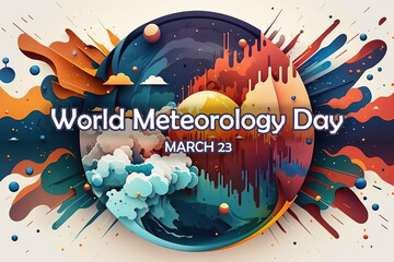 World Meteorology Day, Meteorology Day, Planet with weather concept poster illustration, created with Generative AI