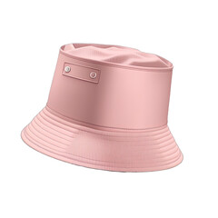 Bucket hat isolated, mockup template. Pink bucket hat. Pastel pink hat. Mock-up for branding and advertise isolated on transparent background.	