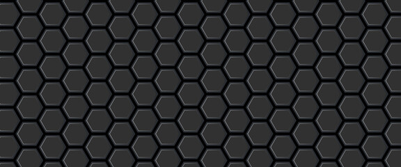 Abstract hexagon geometric surface. Modern black hexagonal background. Luxury white pattern. Vector Illustration.