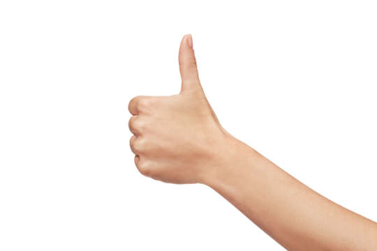 woman's hand making ok sign, isolated