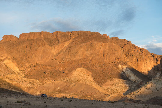 Scenery with mountains of Patagonian steppe in area of Piedra Parada, Chubut Province, Argentina
