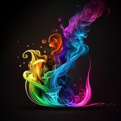 Obraz na płótnie Canvas Smokey Rainbow Flames: A Captivating Graphic Design that Demands Attention