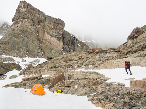 Campsite below Ship's Prow on Longs Peak, Rocky Mountain National Park, Colorado.
