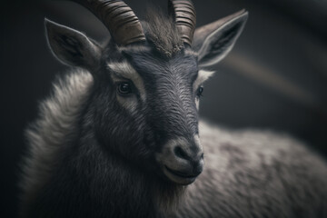 A Charming Goat's Portrait in the Enchanting Forest