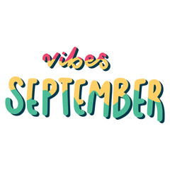 Vibes September Lettering Sticker. Autumn Lettering Stickers