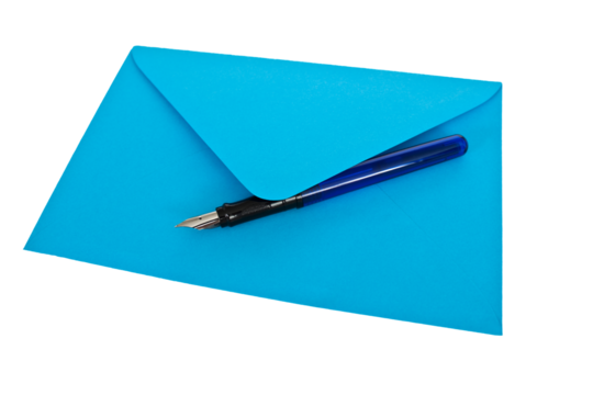 Briefumschlag blau close up transparent freigestellt
