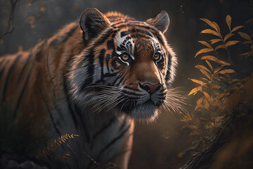 A portrait of tiger in the forest