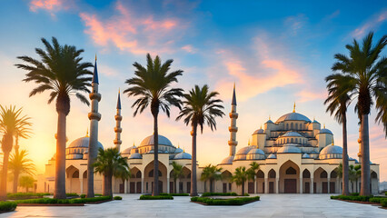 Beautiful Traditional Islamic Mosque Architecture Generative AI
