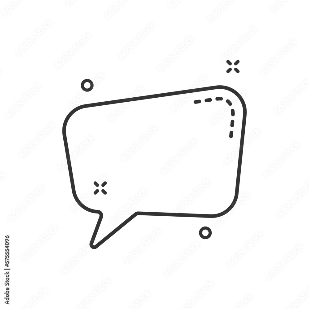 Poster speech bubble outline vector illustration with memphis elements. speech bubble line icon for web, ui