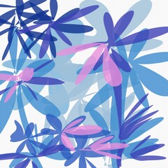 blue and white flowers print 
