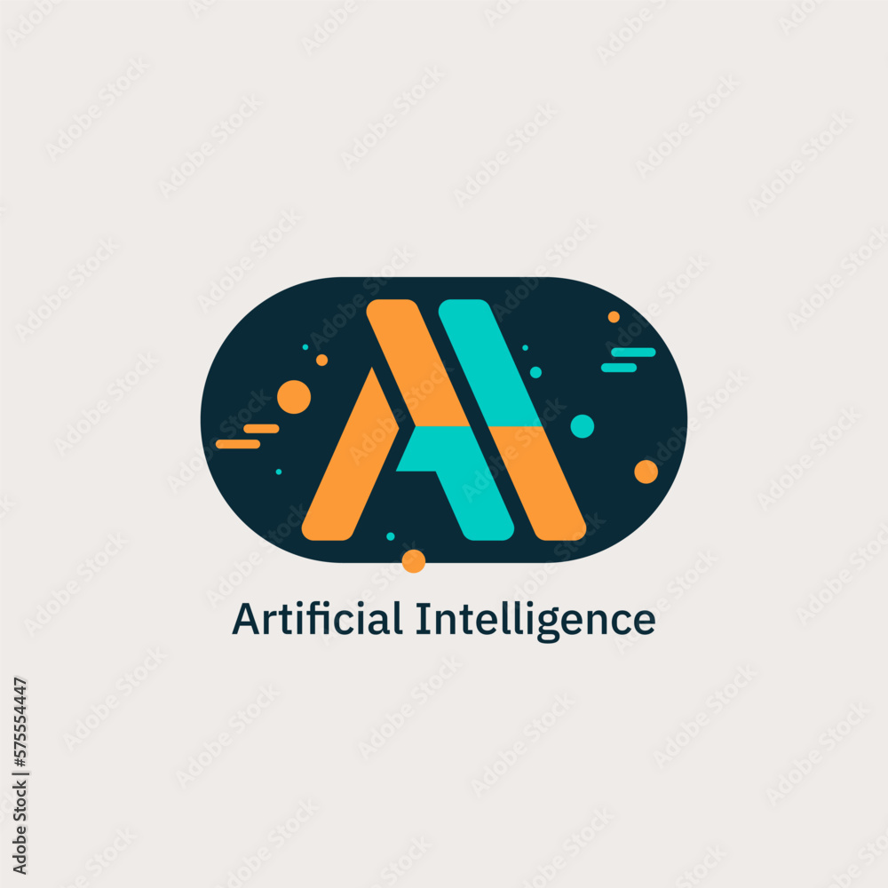 Poster artificial intelligence and machine learning concept logo. ai monogram initials letter text alphabet